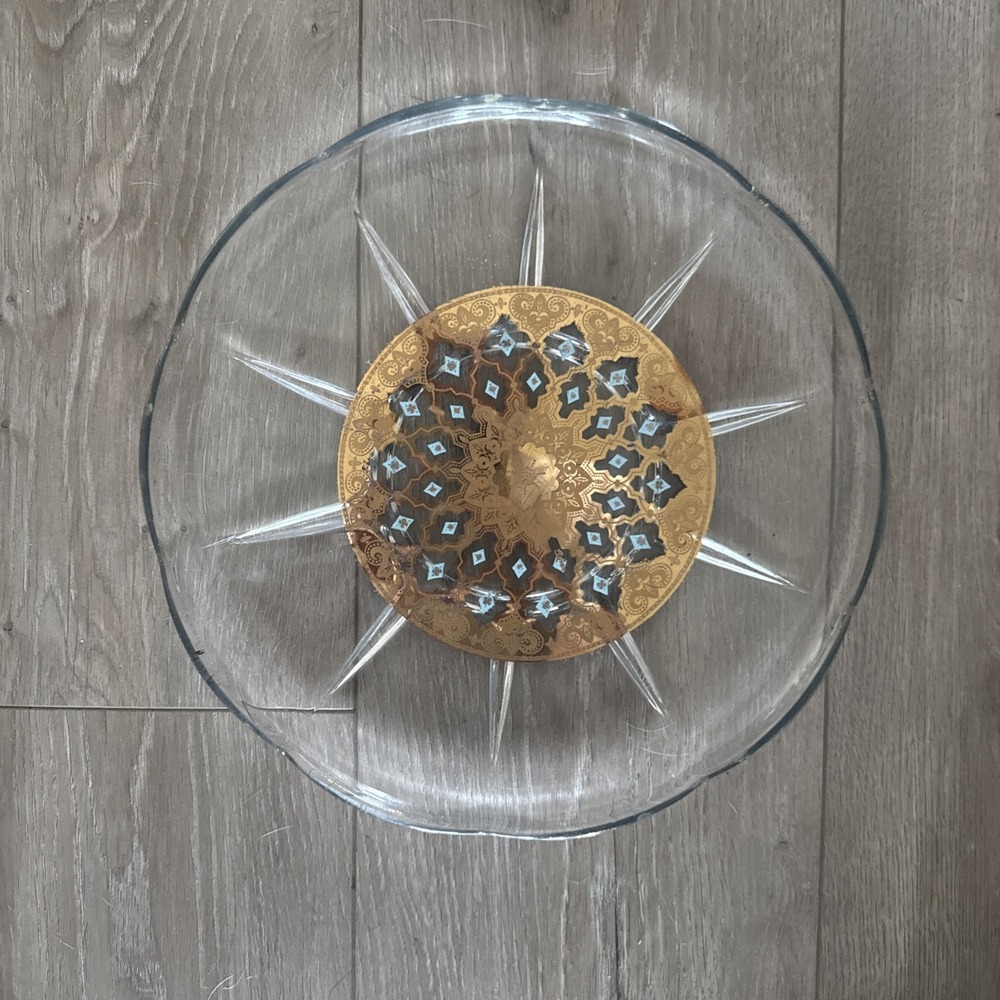 Culver Antique Turquoise And Gold Star Plate Seville 22k